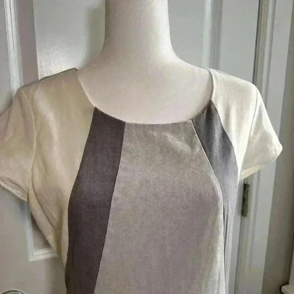 Downeast DE Collection Gray Colorblock Linen Cotton Blend Dress ModCloth Shift M - Picture 2 of 9